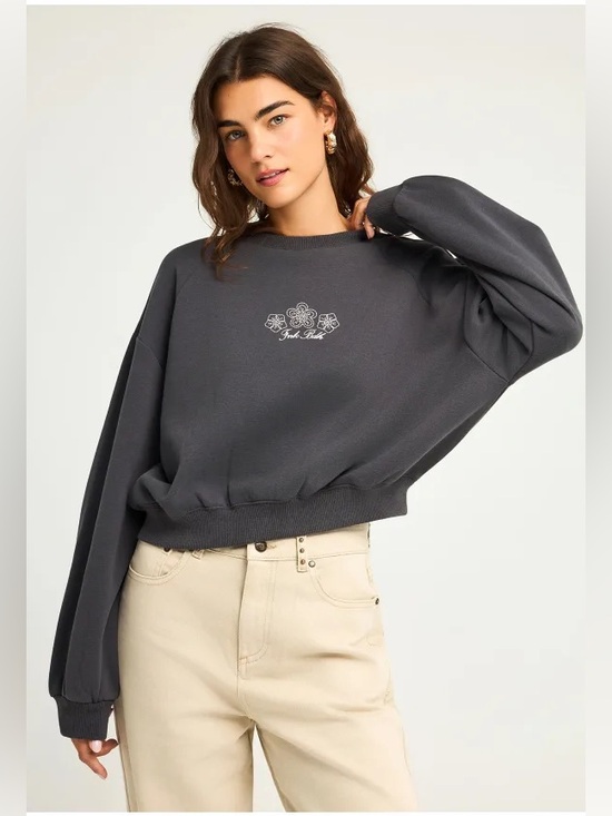 Funky Buddha Tops - NWT Funky Buddha Anthracite Cowgirl Club Sweatshirt Size Small